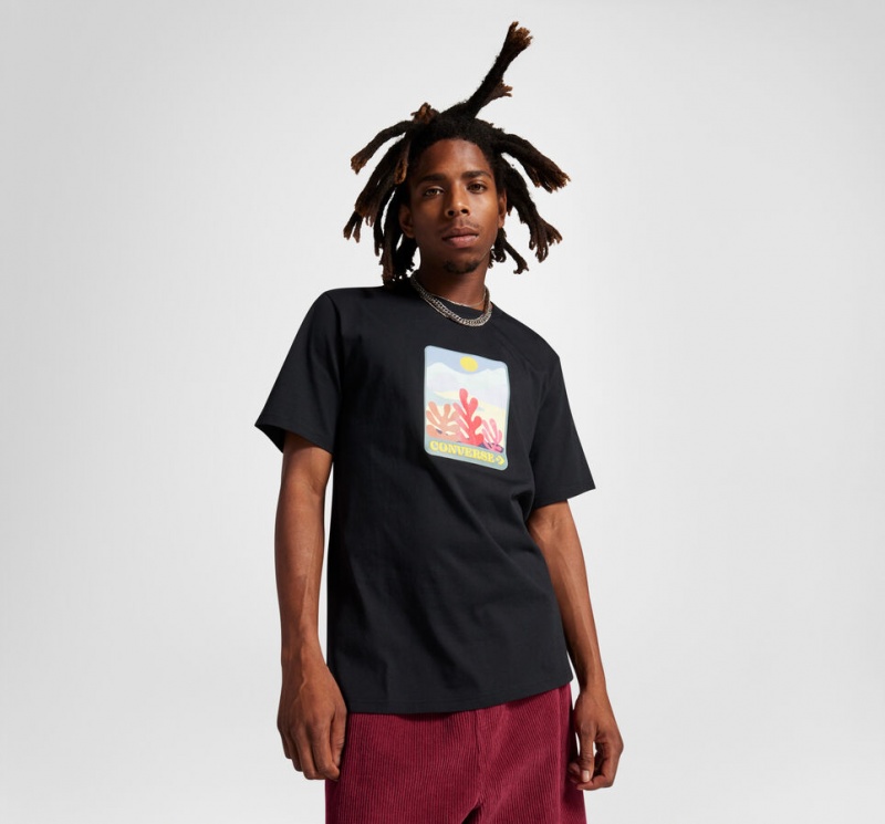Converse Colorful Sunrise T-Shirt Zwart | 1304-JQWKM