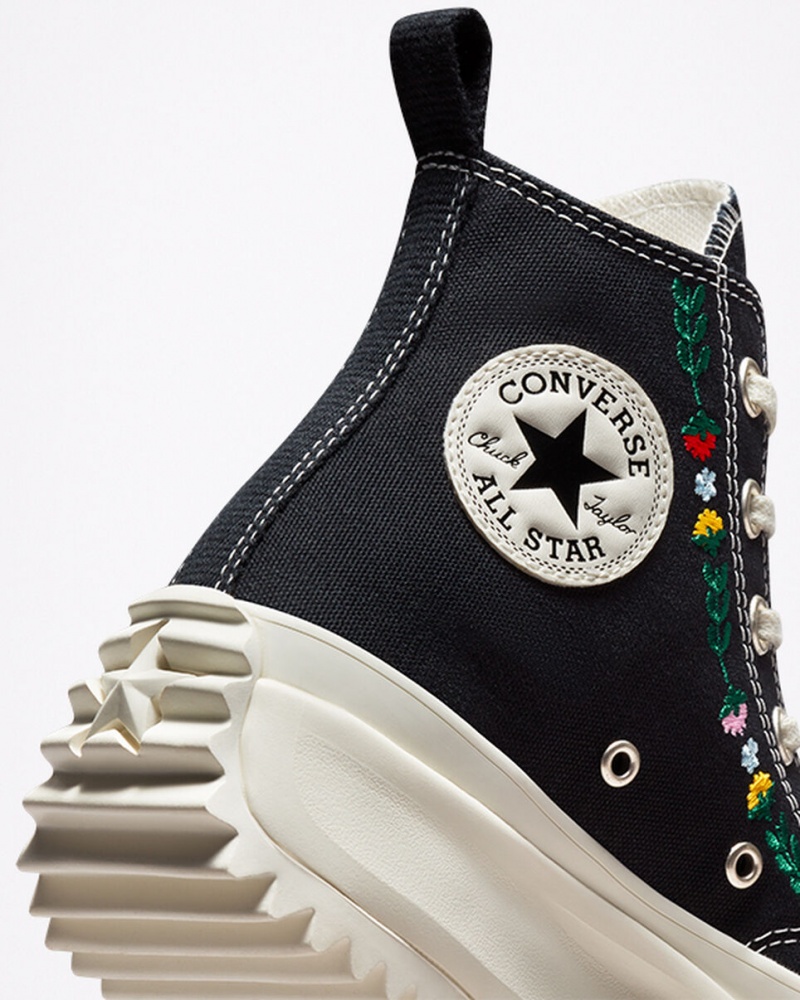 Converse Run Star Hike Platform Floral Embroidery Zwart | 8560-OACZX