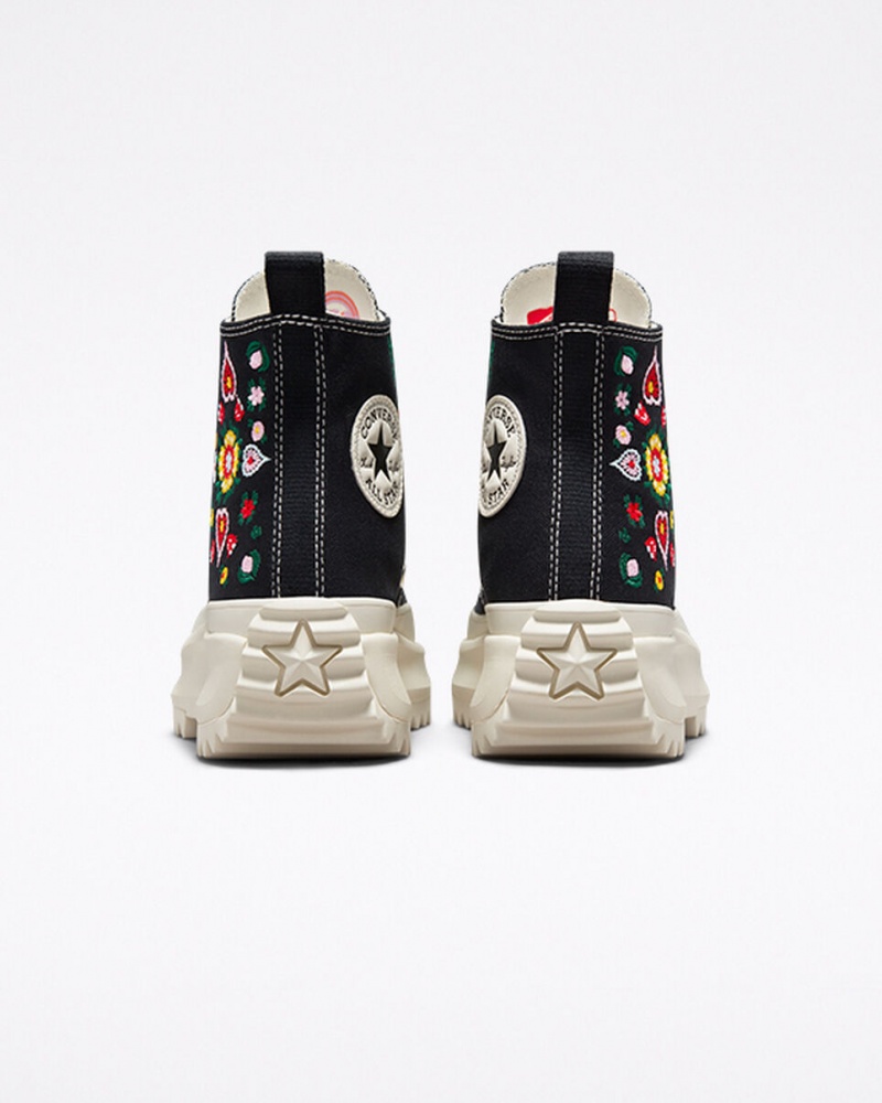 Converse Run Star Hike Platform Floral Embroidery Zwart | 8560-OACZX